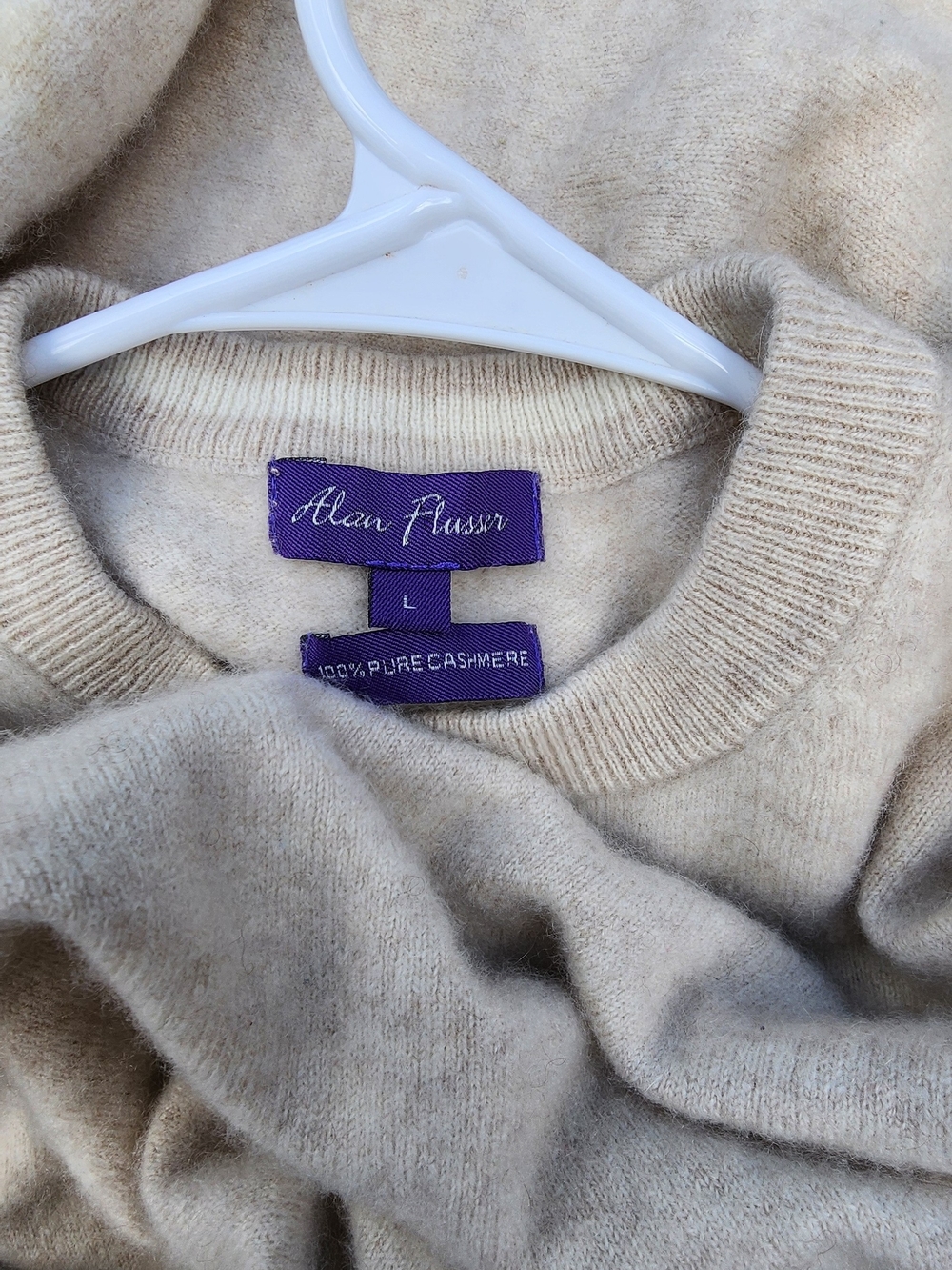 Alan Flusser 100% Cashmere Cream Sweater - Picture 2 of 5